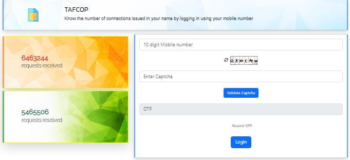 tafcop.dgtelecom.gov in hindi Check Active Sim Status